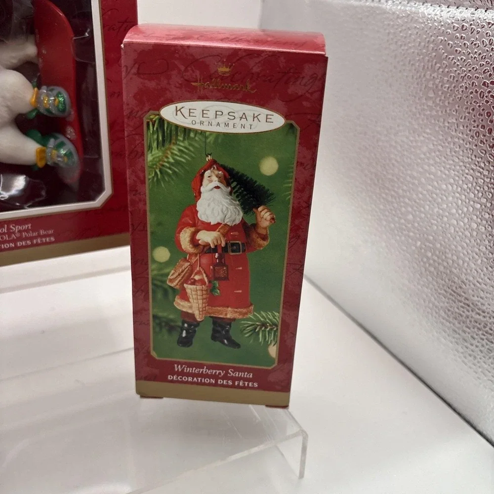 Hallmark Keepsake Ornaments~Lot of 3~Coca Cola Polar Bear/Winterberry Santa/Pez